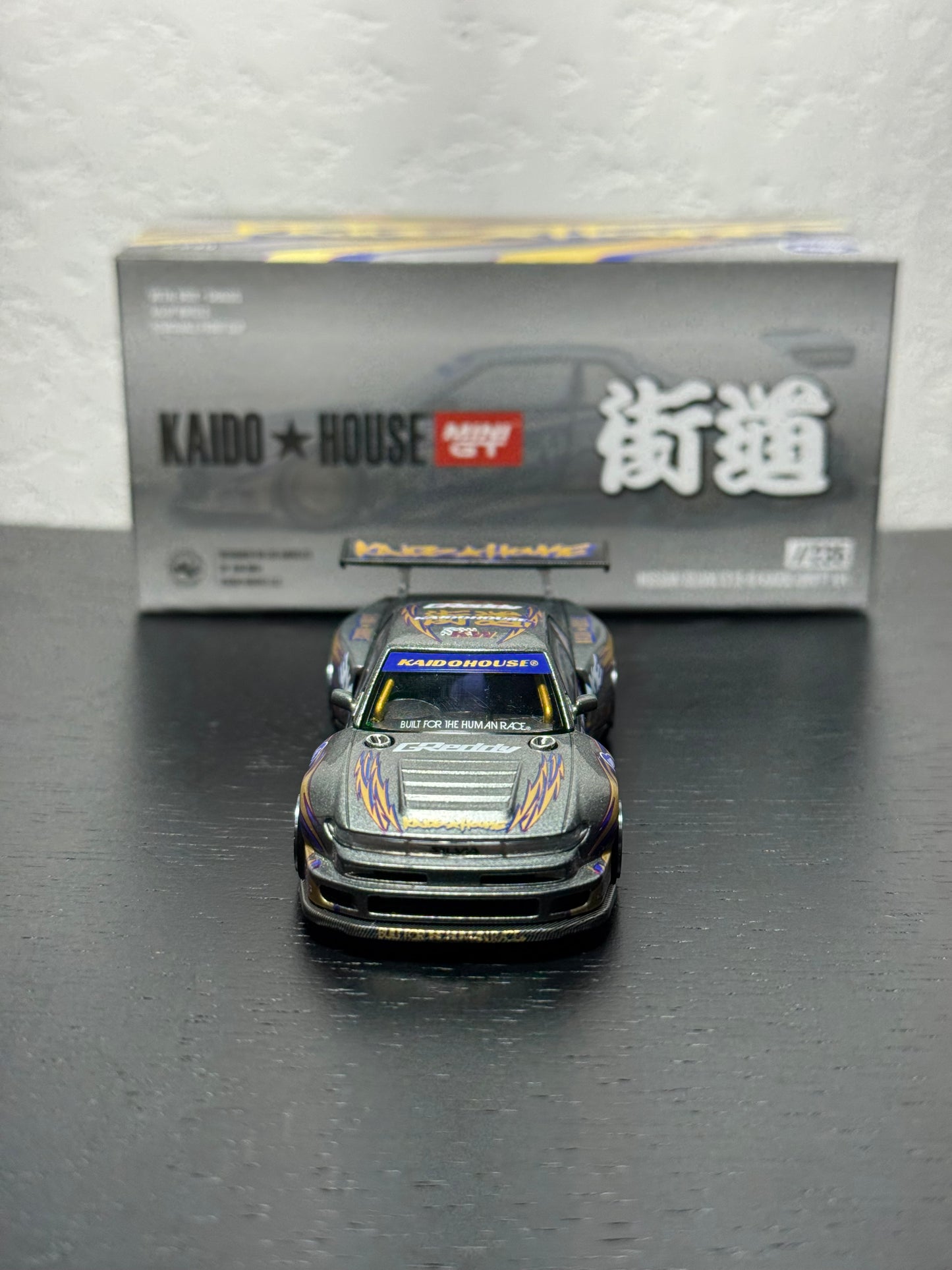 Kaido House x Mini GT 1:64 Nissan Silvia S13-R Kaido Drift V1 Greddy Gunmetal Gray Diecast Scale Model KHMG235 Sealed