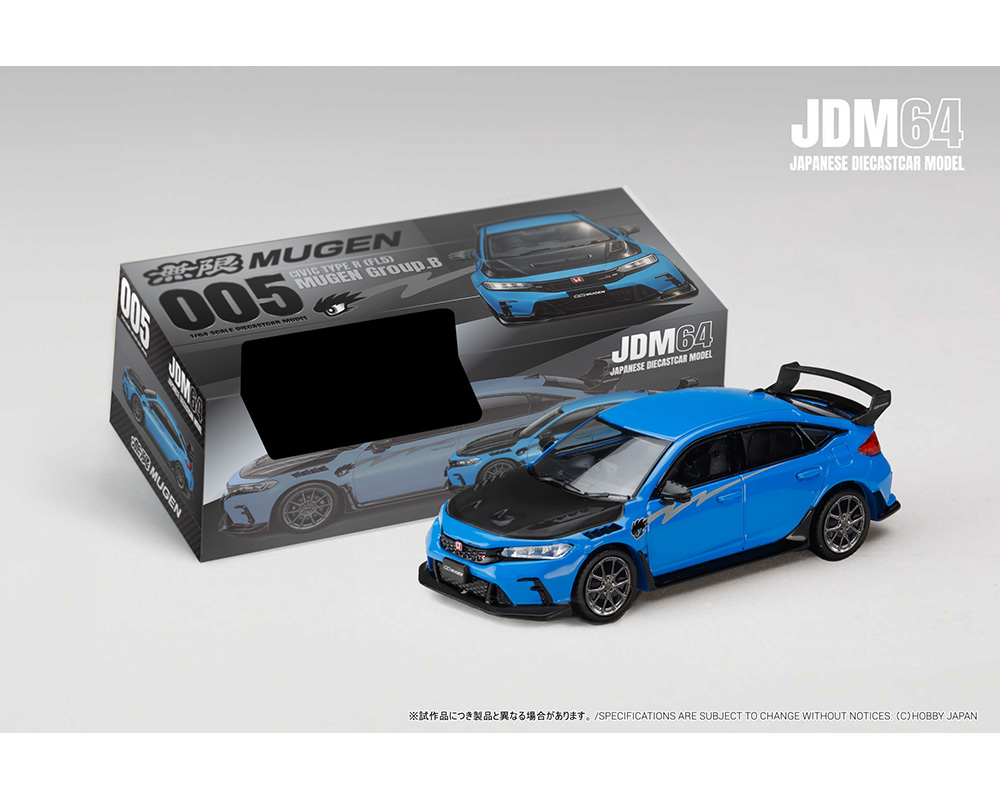 Hobby Japan 1:64 Honda Civic Type R FL5 MUGEN Group B 2024 Racing Blue Pearl Diecast Scale Model HJDM005B - Preorder