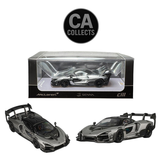 CM Model 1:64 McLaren Senna GTR Metallic Silver Gray Diecast Scale Model CM64-SennaGTR-11