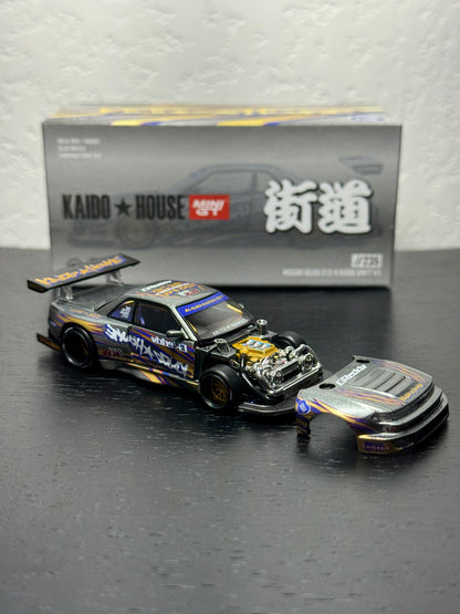 Kaido House x Mini GT 1:64 Nissan Silvia S13-R Kaido Drift V1 Greddy Gunmetal Gray Diecast Scale Model KHMG235 Sealed