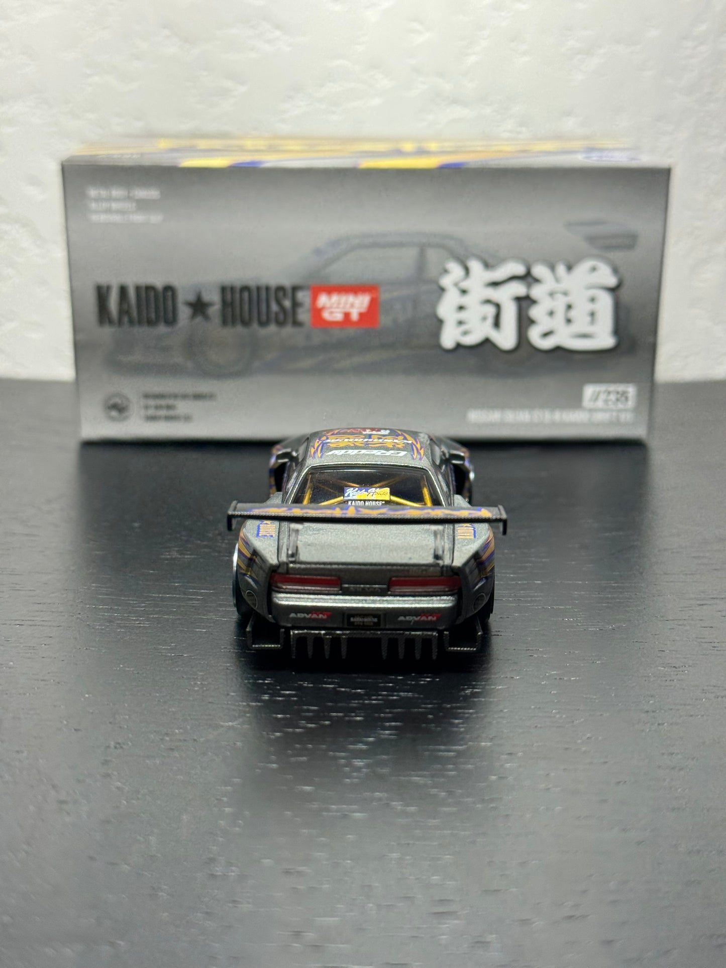 Kaido House x Mini GT 1:64 Nissan Silvia S13-R Kaido Drift V1 Greddy Gunmetal Gray Diecast Scale Model KHMG235 Sealed