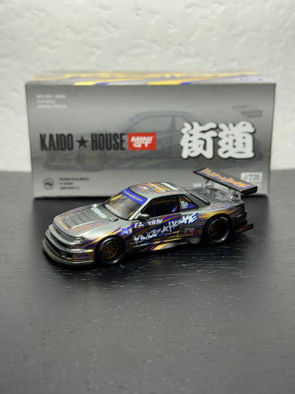 Kaido House x Mini GT 1:64 Nissan Silvia S13-R Kaido Drift V1 Greddy Gunmetal Gray Diecast Scale Model KHMG235 Sealed