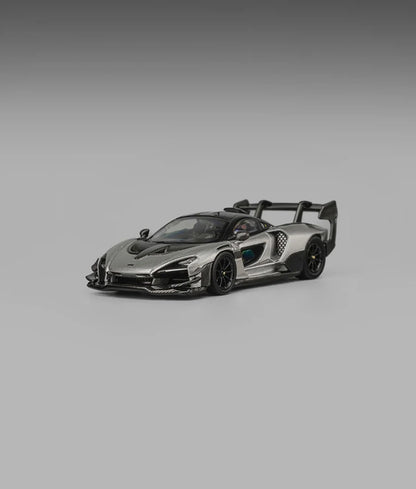 CM Model 1:64 McLaren Senna GTR Metallic Silver Gray Diecast Scale Model CM64-SennaGTR-11