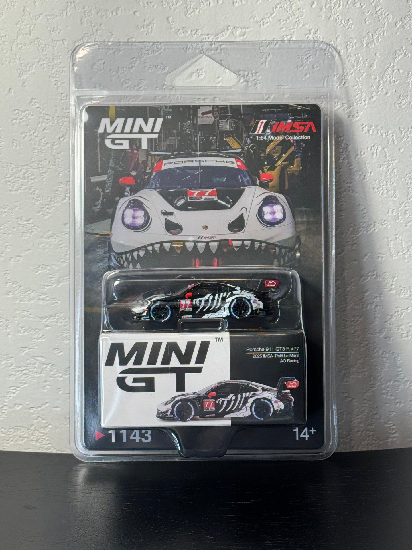 Mini GT 1:64 Porsche 911 GT3 R #77 AO Racing 2025 IMSA Petit Le Mans