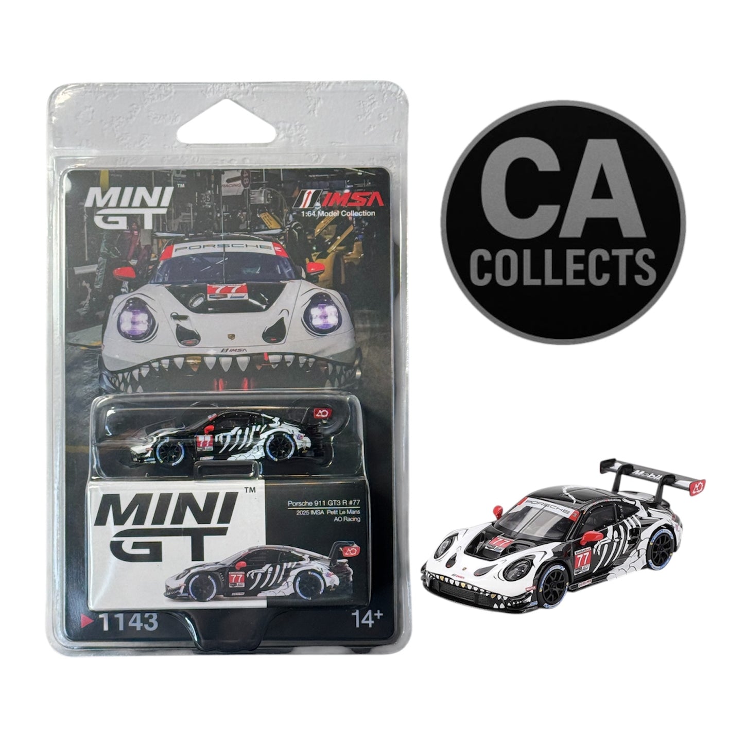 Mini GT 1:64 Porsche 911 GT3 R #77 AO Racing 2025 IMSA Petit Le Mans