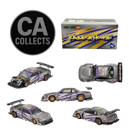 Kaido House x Mini GT 1:64 Nissan Silvia S13-R Kaido Drift V1 Greddy Gunmetal Gray Diecast Scale Model KHMG235 Sealed