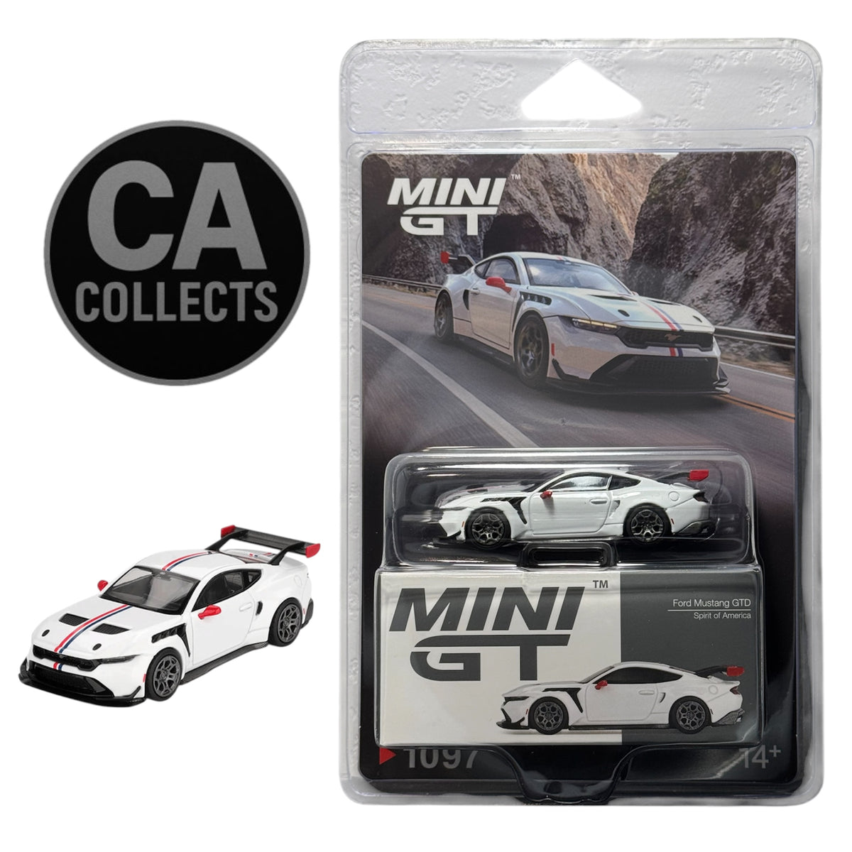 Mini GT 1:64 Ford Mustang GTD Spirit of America White Diecast Scale Model MGT01097