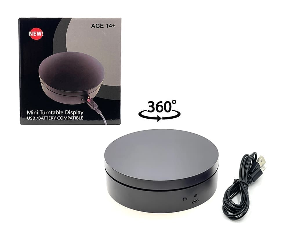 Mini Rotating Display Turntable 4.75" USB/Battery Powered | 360° Collector Display Stand