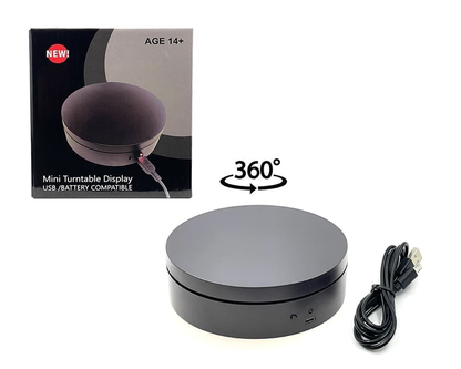 Mini Rotating Display Turntable 4.75" USB/Battery Powered | 360° Collector Display Stand