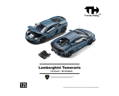 Trends Hobby 1:64 Lamborghini Temerario Matte Blue Diecast Scale Model 241082-A - Preorder