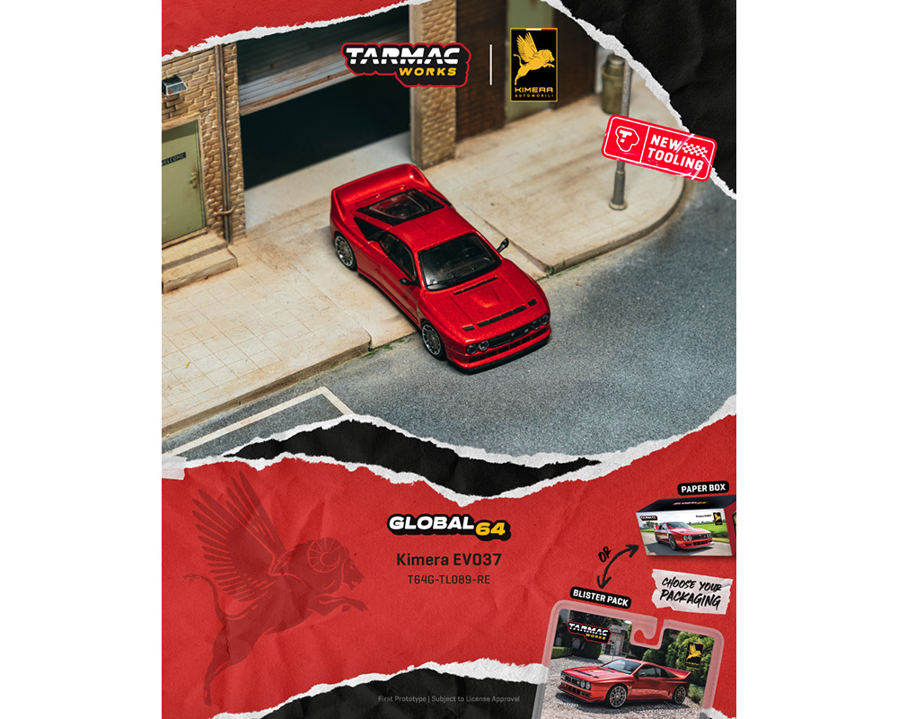 Tarmac Works 1:64 Kimera EVO37 Red Global64 Diecast Scale Model T64G-TL089-RE-B - Preorder