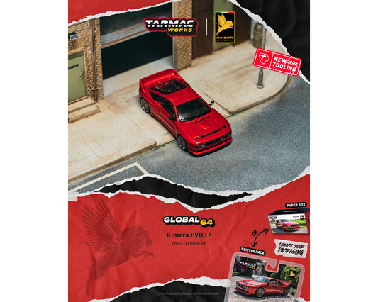 Tarmac Works 1:64 Kimera EVO37 Red Global64 Diecast Scale Model T64G-TL089-RE-B - Preorder