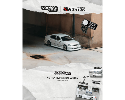 Tarmac Works 1:64 VERTEX Toyota Aristo JZS161 White Diecast Scale Model T64G-081-WH-B - Preorder