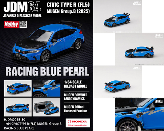Hobby Japan 1:64 Honda Civic Type R FL5 MUGEN Group B 2024 Racing Blue Pearl Diecast Scale Model HJDM005B - Preorder