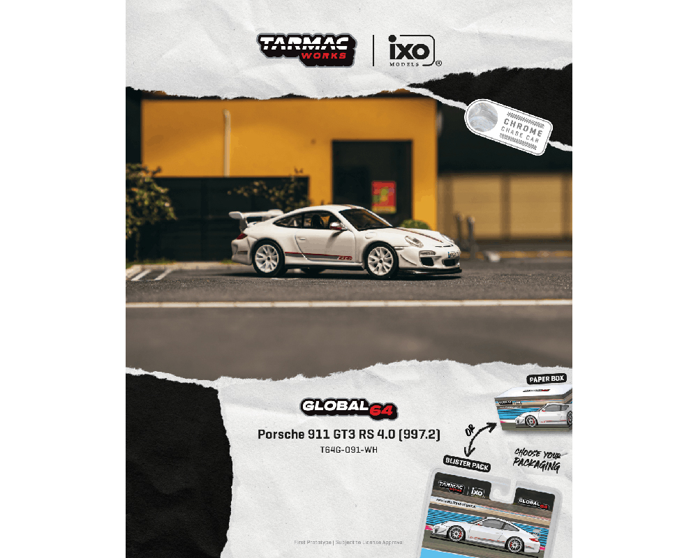 Preorder - Tarmac Works x IXO Models 1:64 Porsche 911 GT3 RS 4.0 997.2 White Global64 MiJo Exclusives Limited Edition Diecast Scale Model T64G-091-WH-B