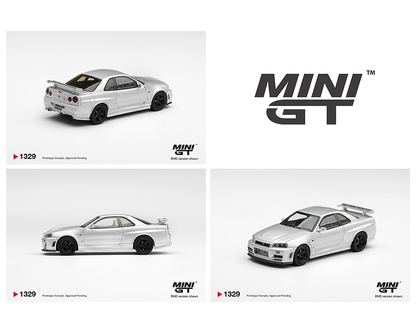 Preorder - Mini GT 1:64 Nissan NISMO R34 GT-R Z-Tune Silver JDM Limited Edition Diecast Scale Model MGT01329-BL