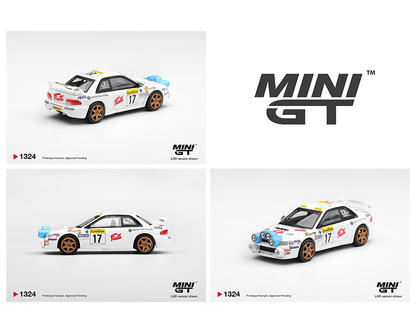 Preorder - Mini GT 1:64 Subaru Impreza WRC98 #17 1999 Rally Monte-Carlo White WRC Rally Car Limited Edition Diecast Scale Model MGT01324-BL